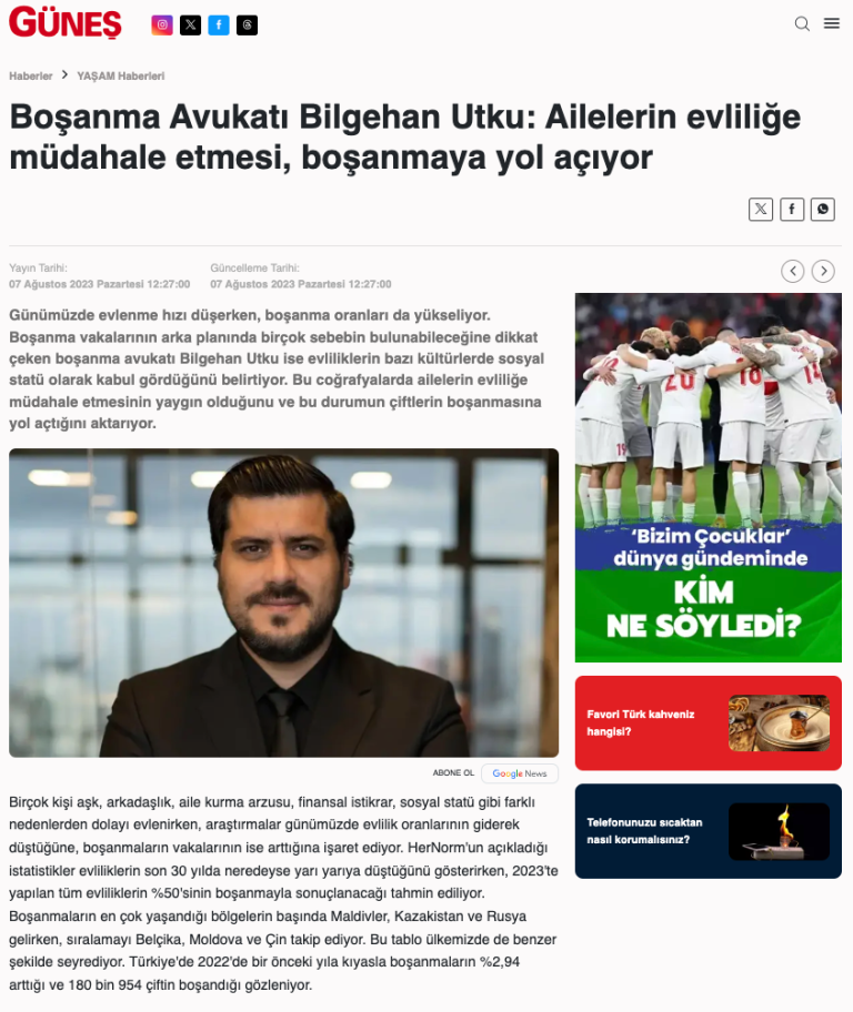 Güneş Gazetesi - Avukat Bilgehan Utku